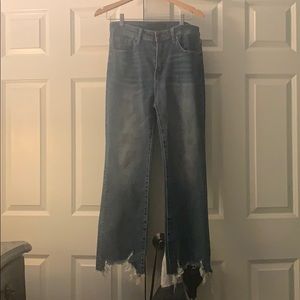 Grey Bandit Blue Jeans With Fraying